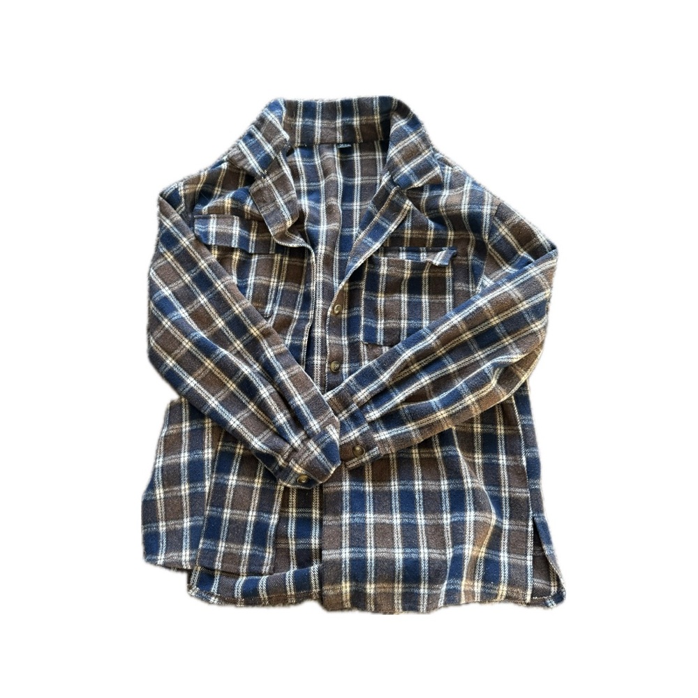 Brown and Navy Brown Plaid Flannel